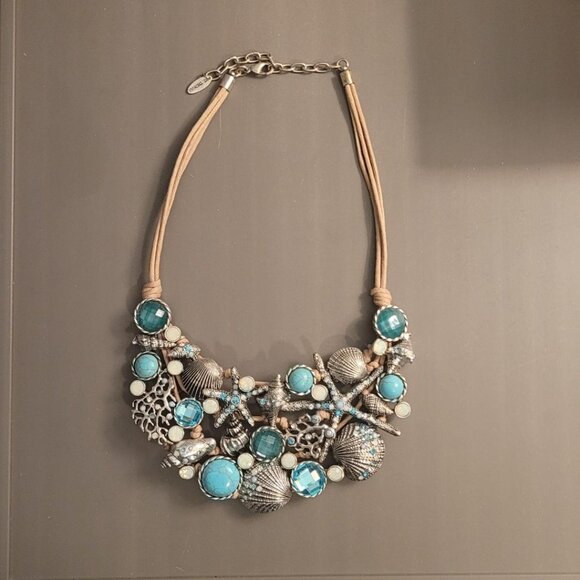 Ocean-Inspired Silver and Blue Necklace - Picture 3 of 3